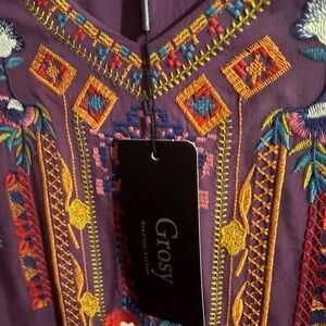 Grosy Purple Embroidered Dress